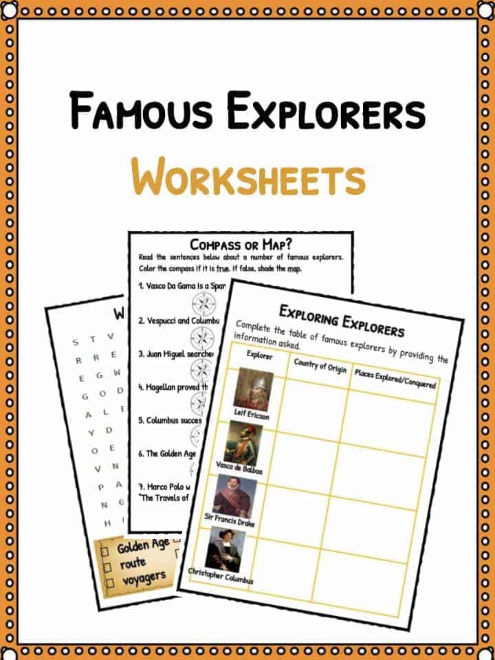 Famous Explorer Facts Worksheets Historical Information For Kids
