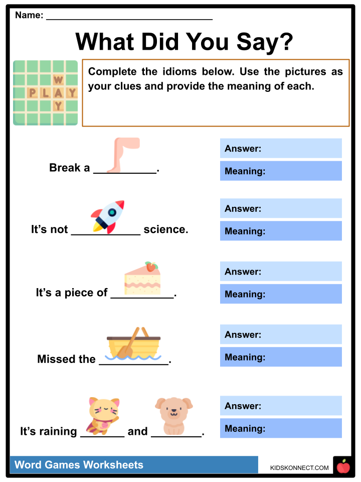 Word Games Facts Worksheets Types Of Games And History For Kids