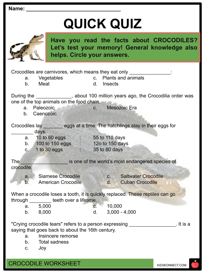 essay on crocodile for grade 1