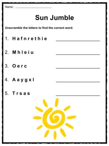 The Sun Facts Worksheets Key Information For Kids