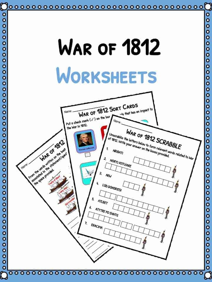 War of 1812 Facts, Information & Worksheets For Kids