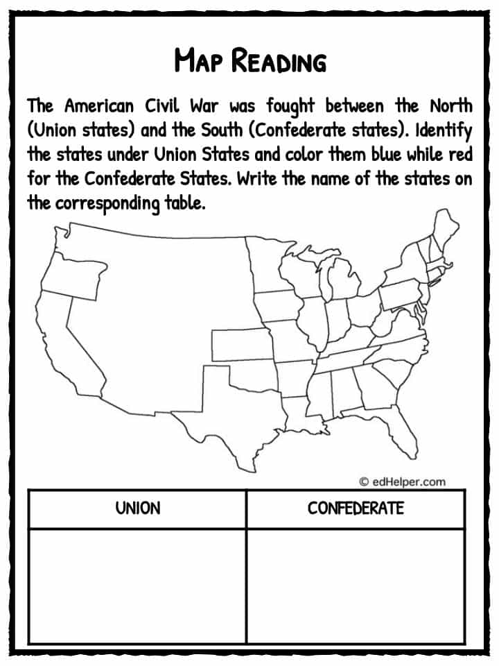 Free Printable American Civil War Worksheets Printable Templates