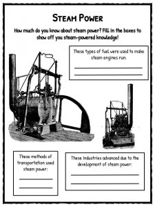 revolution industrial worksheets steam power facts