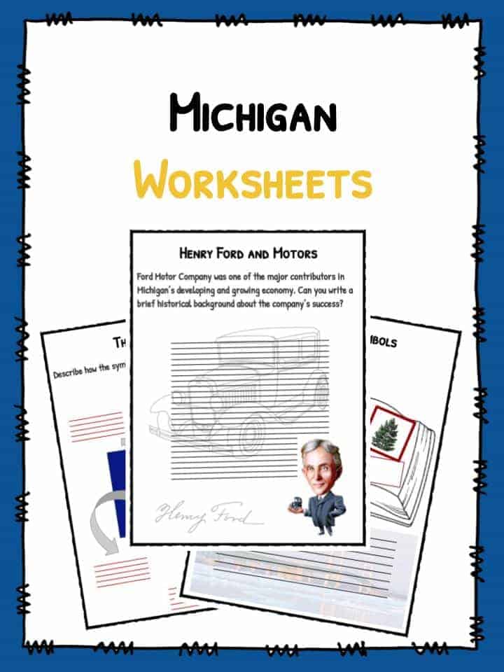 Michigan Facts Worksheets Historical State Information For Kids