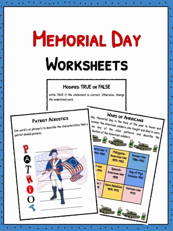 Memorial Day Facts Worksheets Historical Information For Kids