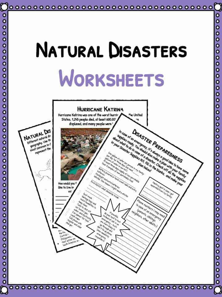 Natural Disaster Worksheets, Facts & Historical Information For Kids