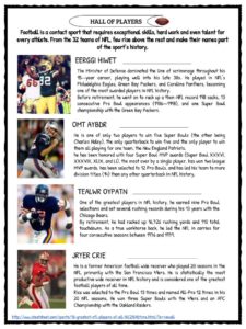 Football (American Football) Facts & Worksheets For Kids