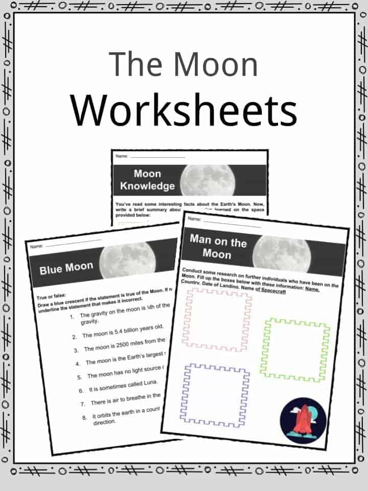 Moon Facts Worksheets Lunar Satellite Information For Kids