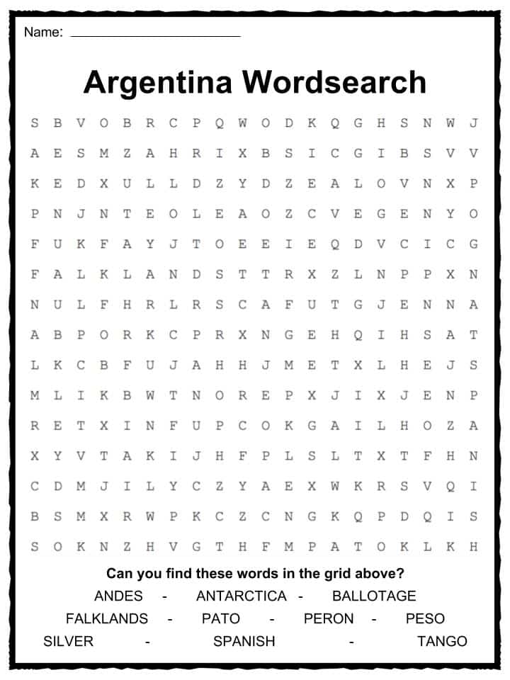 Argentina Facts Worksheets Country History For Kids