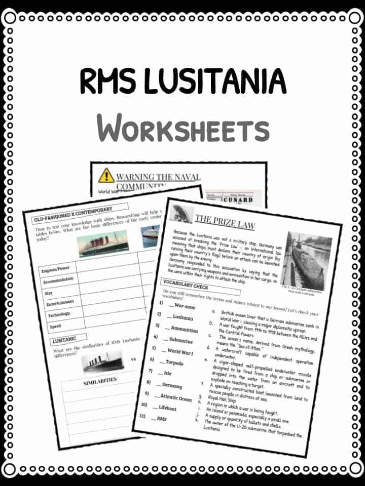 RMS LUSITANIA Worksheet