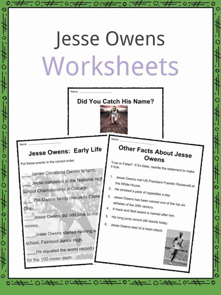 Jesse Owens Worksheets
