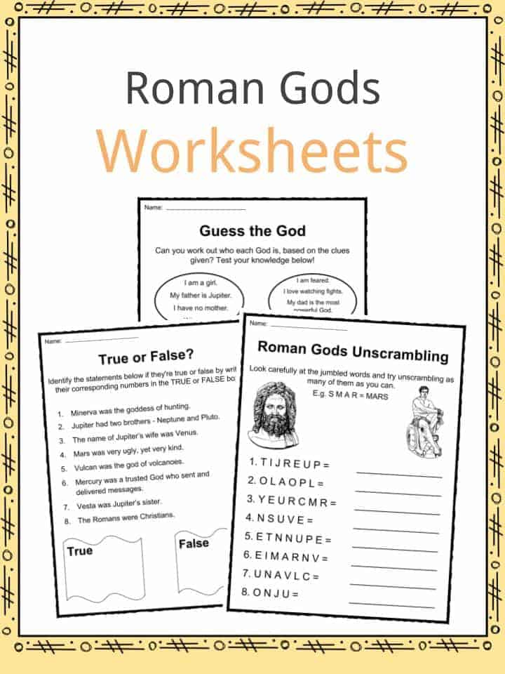Roman Gods Worksheets
