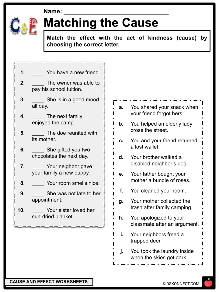 Cause And Effect Sentences Worksheet For Grade 7