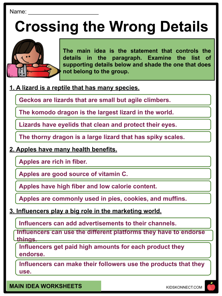 Main Idea Sentences With Pictures Worksheet