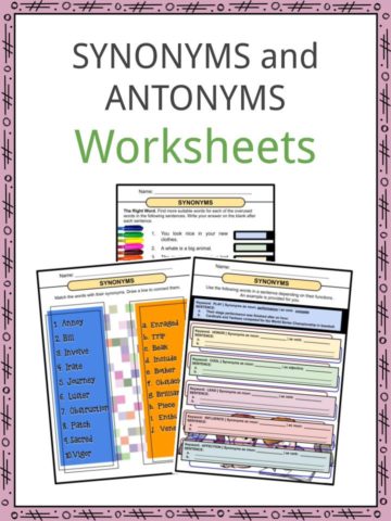 SYNONYMS and ANTONYMS Worksheets