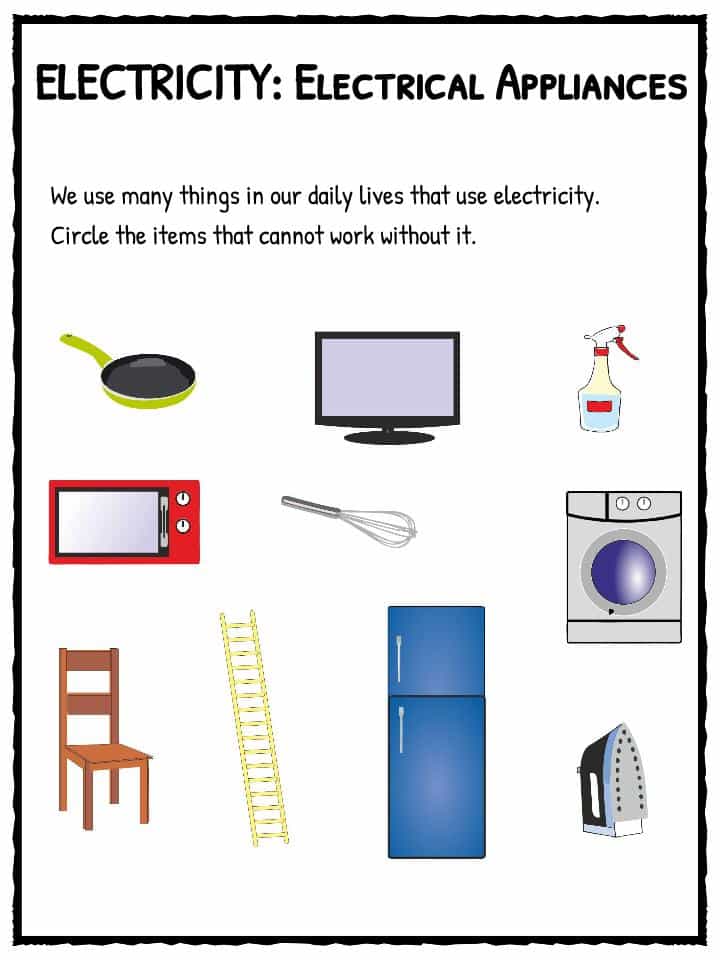 Electricity Worksheet Printable For Kindergarten