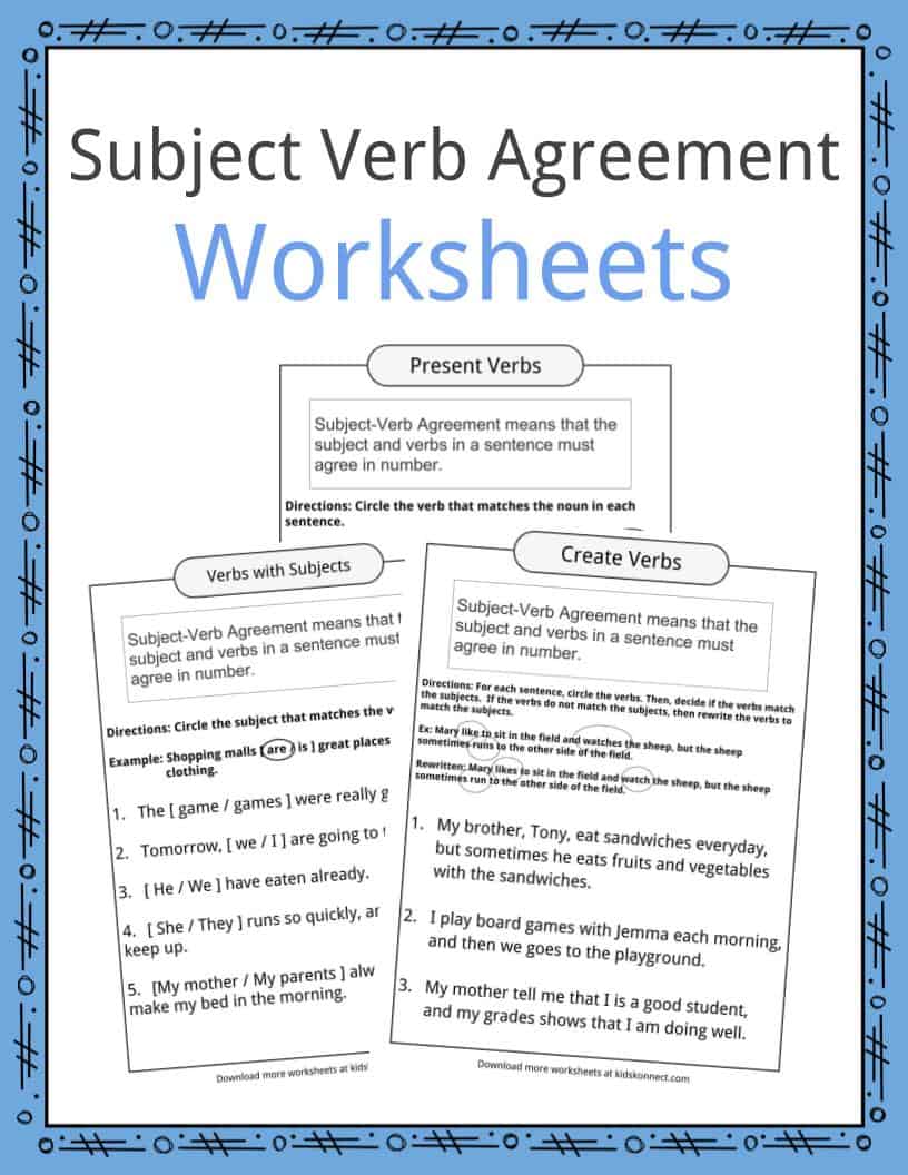 Subject Verb Agreement Worksheets KidsKonnect