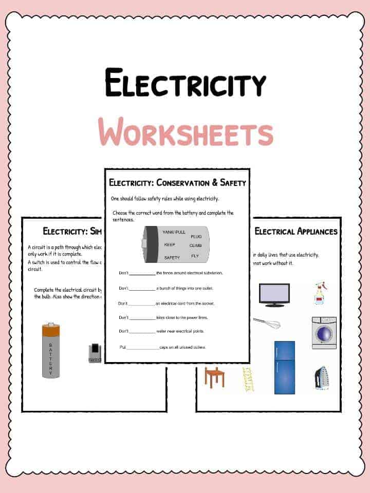 Electricity Worksheets Electricity Current Appliances Resource