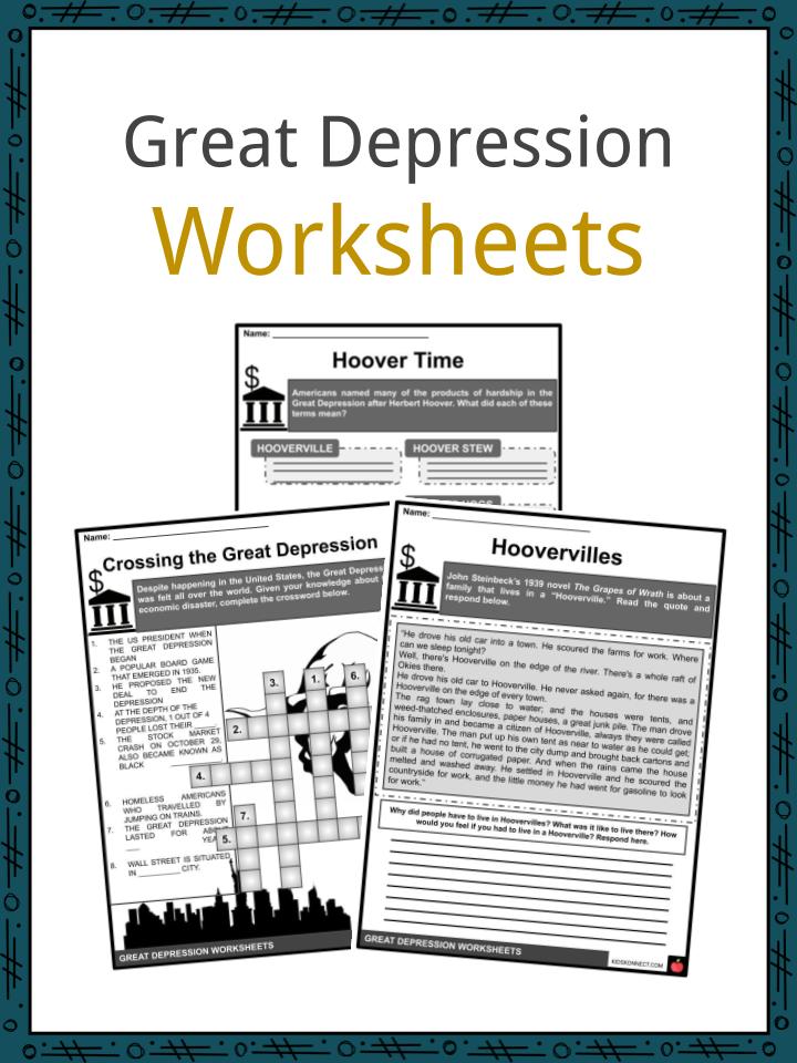 The Great Depression Facts Information Worksheets For Kids