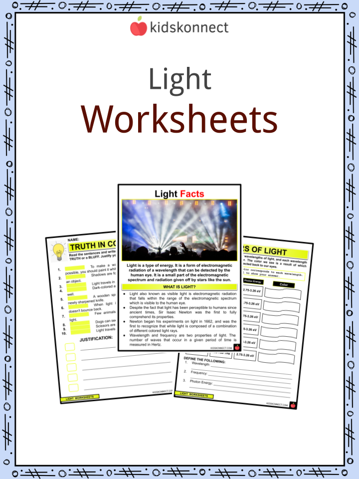 science worksheets for grade 4 light