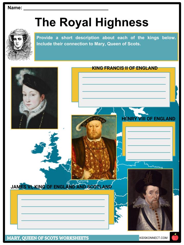 Mary Queen of Scots Facts Worksheets For Kids
