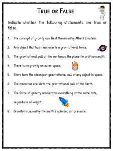 Gravity Facts & Worksheets For Kids | Forces Of The Universe PDF
