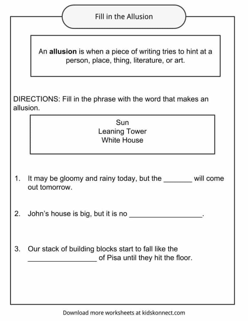 Allusion Examples Definition and Worksheets KidsKonnect