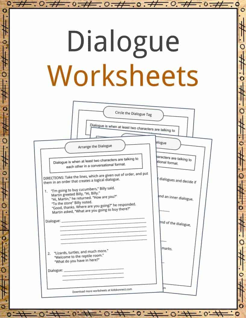 dialogue examples definition and worksheets kidskonnect