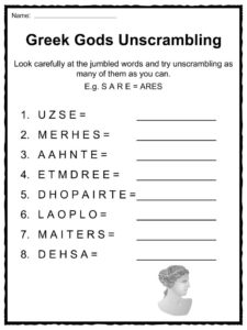 greek gods worksheet pdf