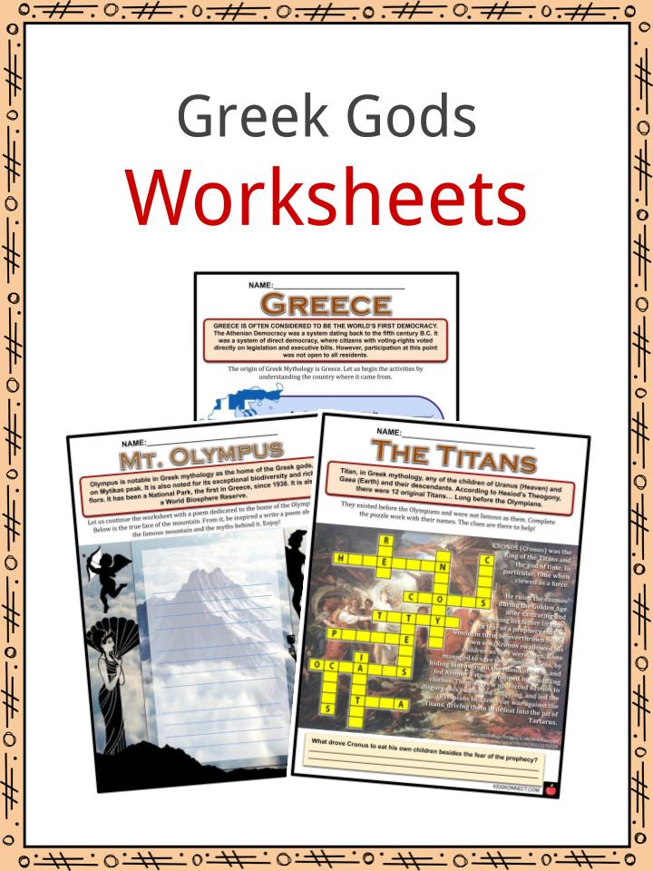 worksheet greek gods and goddesses