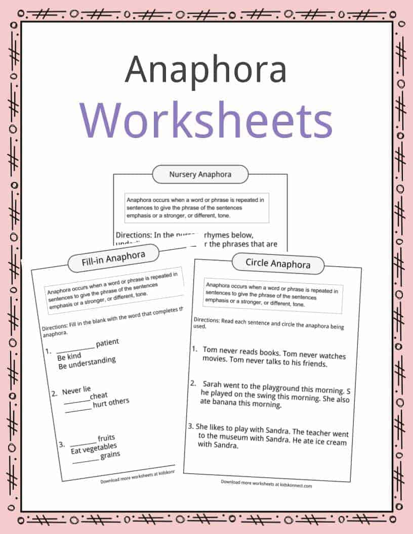 Anaphora Worksheets