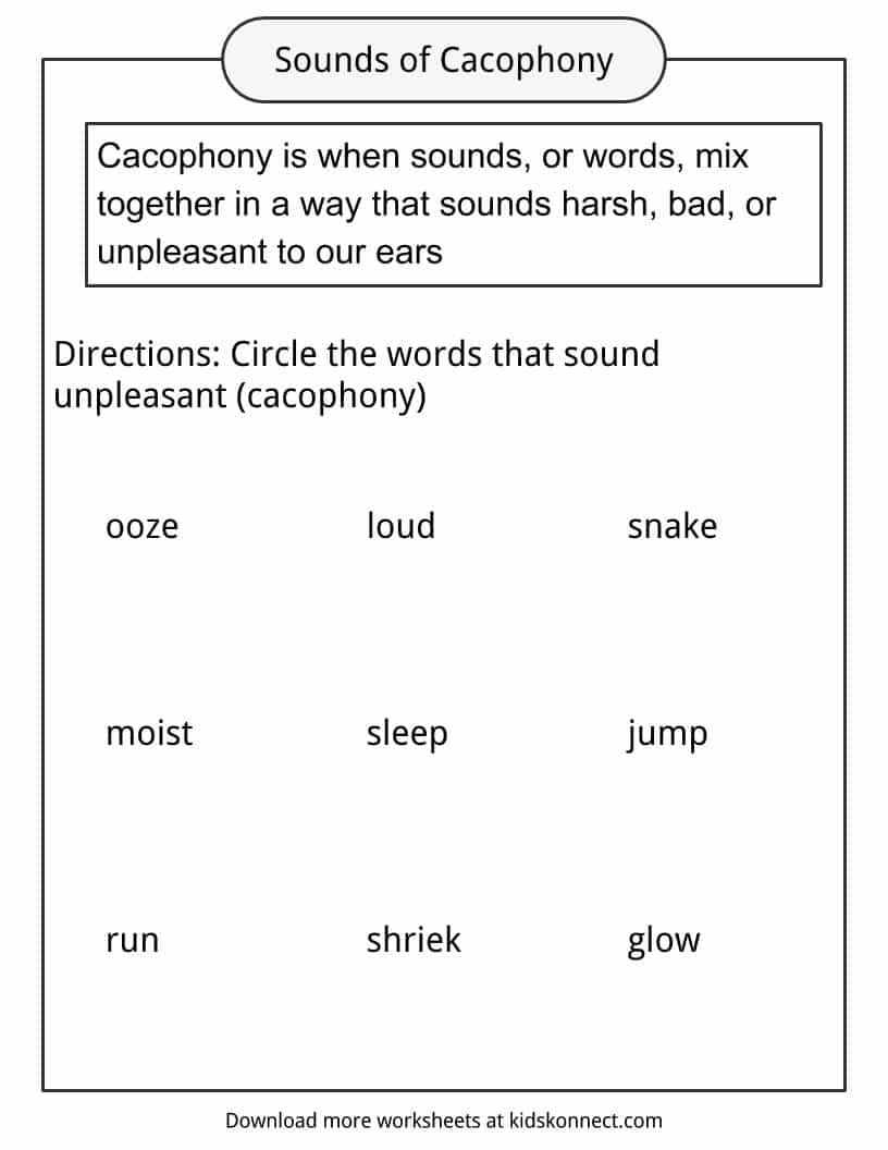 Cacophony Worksheets