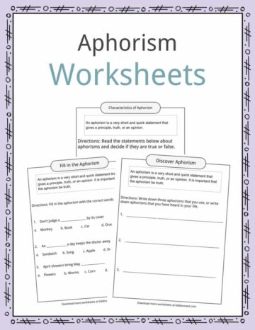 Aphorism Worksheets