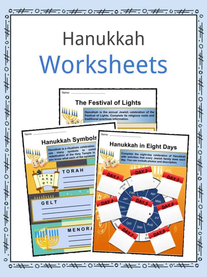 Hanukkah Facts Worksheets Observance Information For Kids