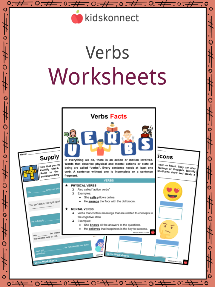 verbs facts worksheets examples in text for kids