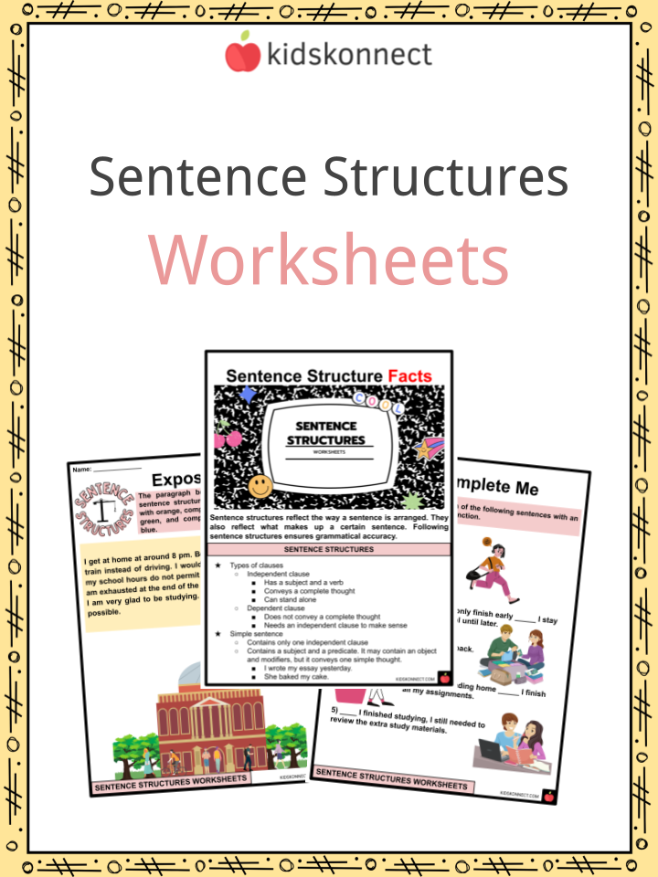 sentence structures worksheets examples definition for kids