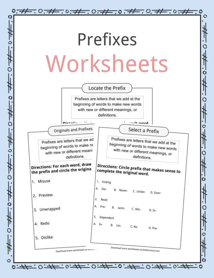 Prefixes Worksheets, Examples & Definition For Kids For Prefixes And Suffixes Worksheet