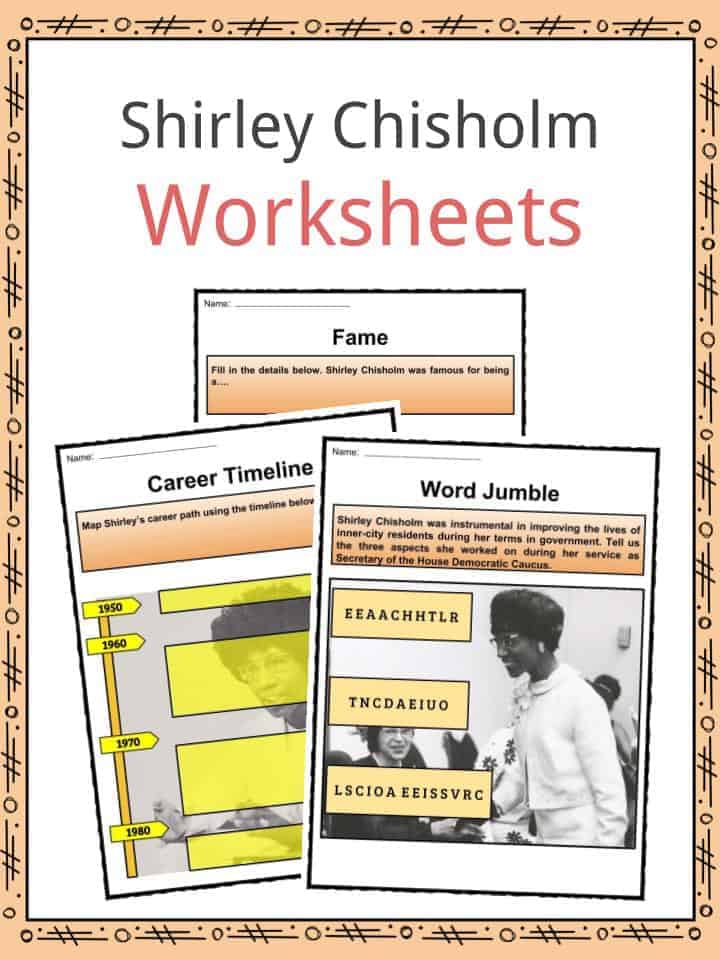 Shirley Chisholm Facts & Worksheets Early life, Career, Legacy
