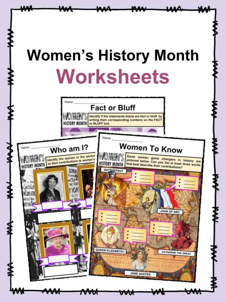 Women's History Month 2018 Facts, Worksheets & Background For Kids