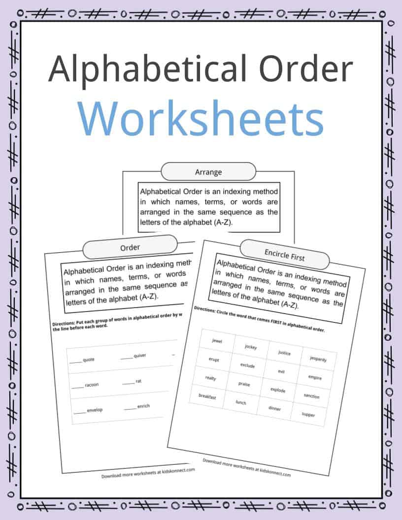 Alphabetical Order Worksheets, Examples & Definition | KidsKonnect