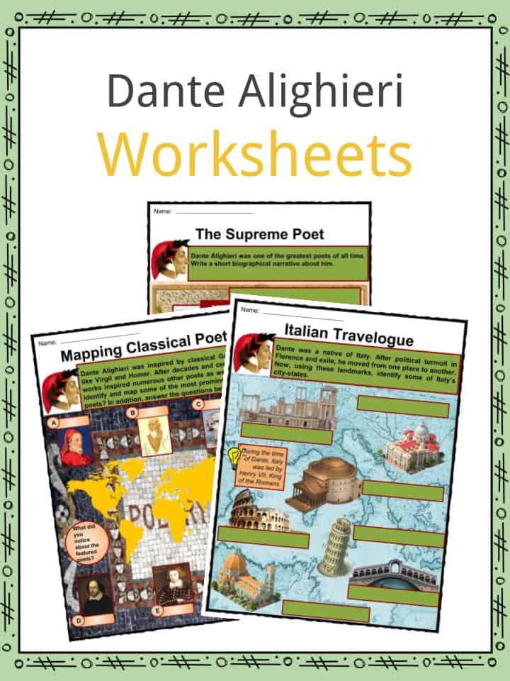 Dante Alighieri Facts Worksheets Poetry Biography Life For Kids