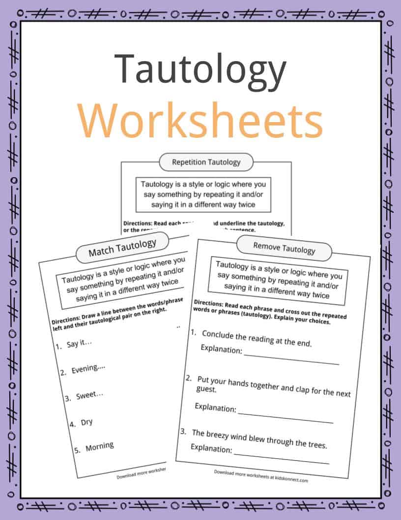 Tautology Worksheets