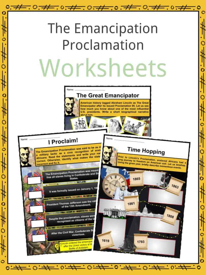 The Emancipation Proclamation Worksheets