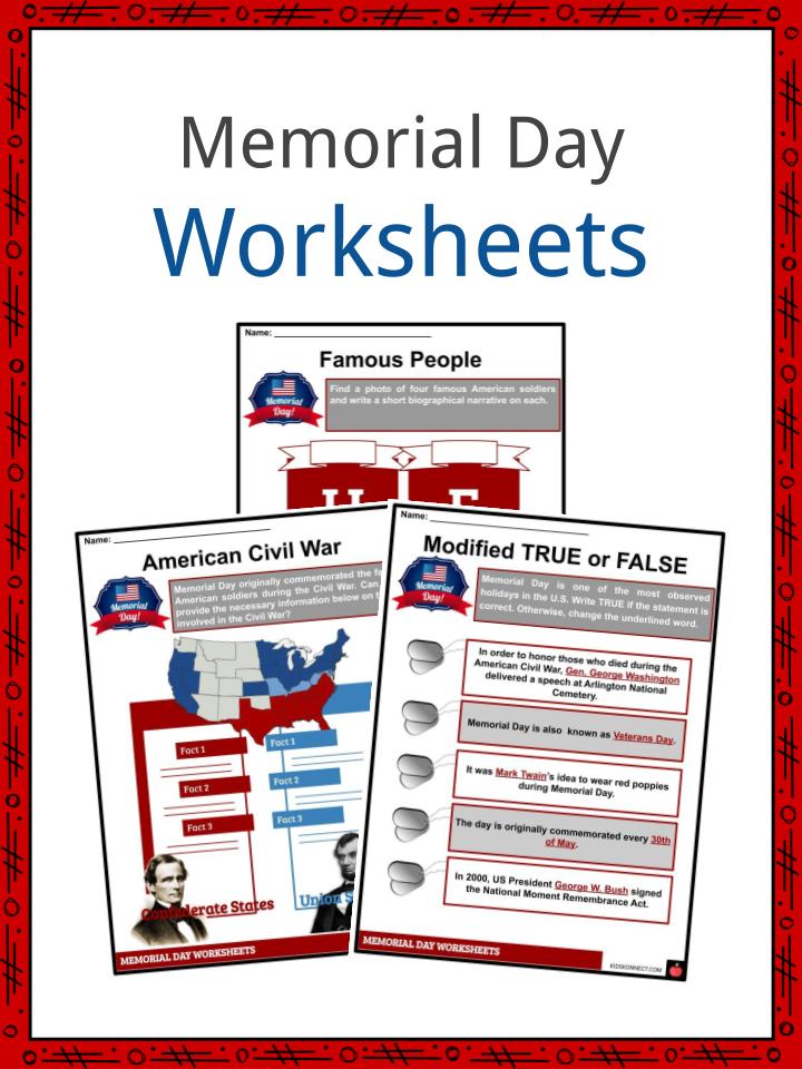 memorial day facts worksheets historical information for kids