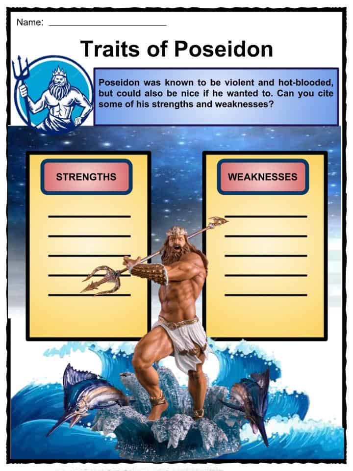 Poseidon Facts Worksheets Traits Symbols God Status For Kids