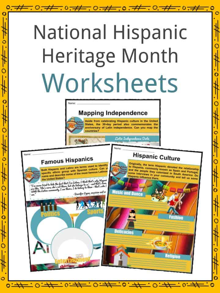 National Hispanic Heritage Month Facts Worksheets History For Kids