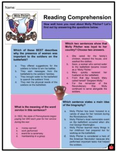 Molly Pitcher Facts Worksheets Life Heroism Significance For Kids