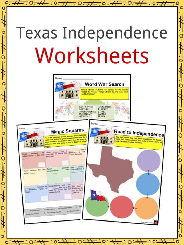 Texas Independence Worksheets
