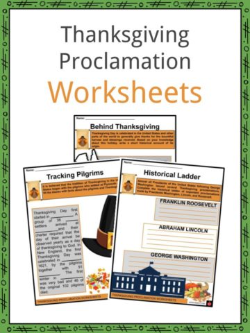 Thanksgiving Proclamation Worksheets
