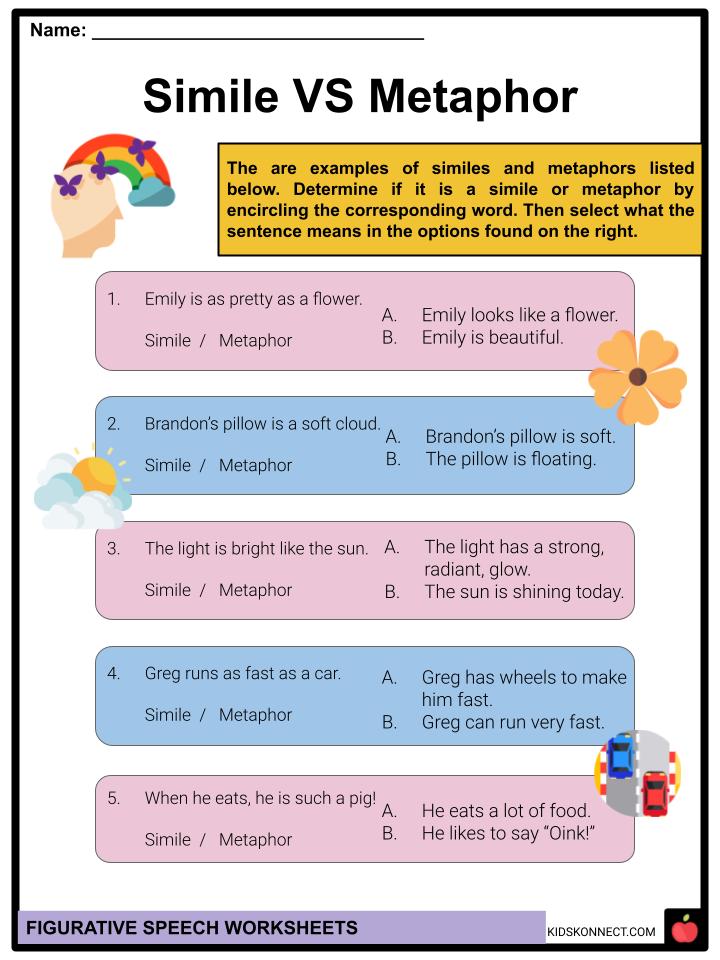 figurative language worksheets speech therapy